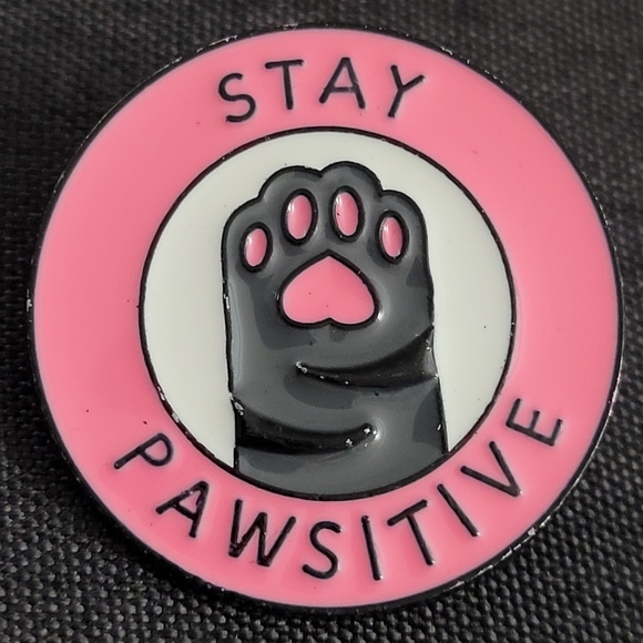 Stay Pawsitive Cat Paw Enamel Pin - Picture 4 of 8